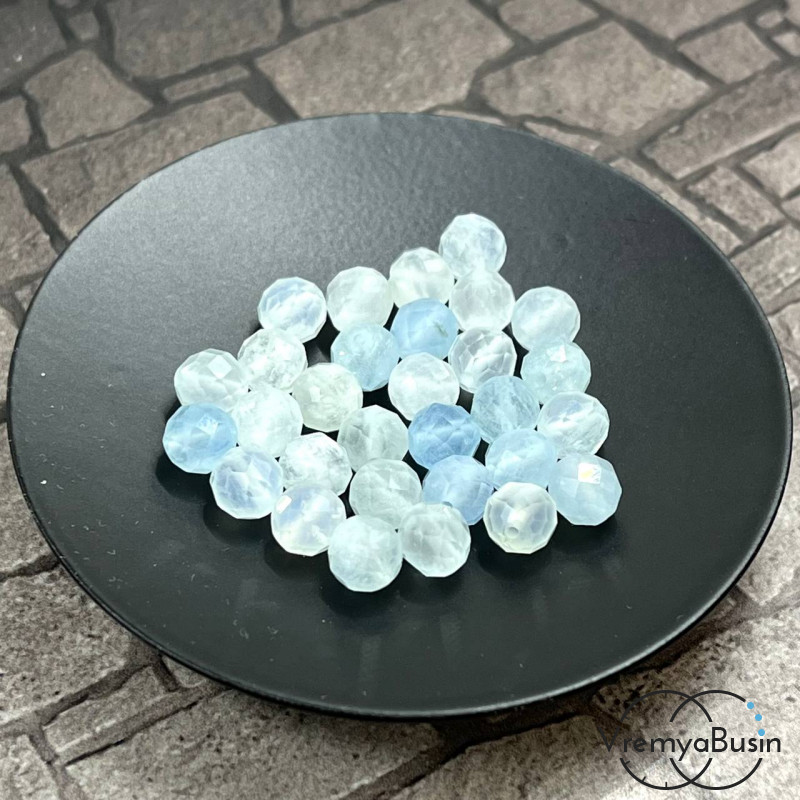 Аквамарин натур., шарик с ювелирной огранкой, 6 мм (1 шт.)