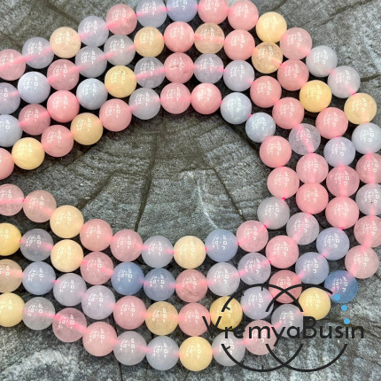 Кварц "Конфетный микс", шарик гладкий 8 мм (нить, ок. 48 шт.)