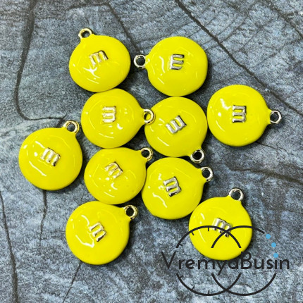 Подвеска  с эмалью "m&ms", 16х14х5 мм, цв.   желтый (1 шт.)