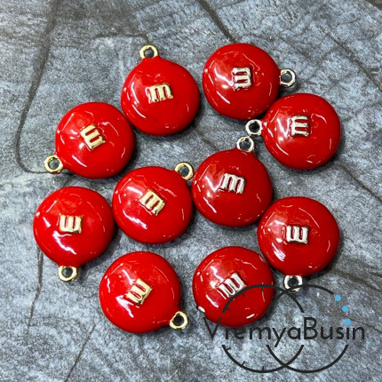 Подвеска  с эмалью "m&ms", 16х14х5 мм, цв.  красный  (1 шт.)
