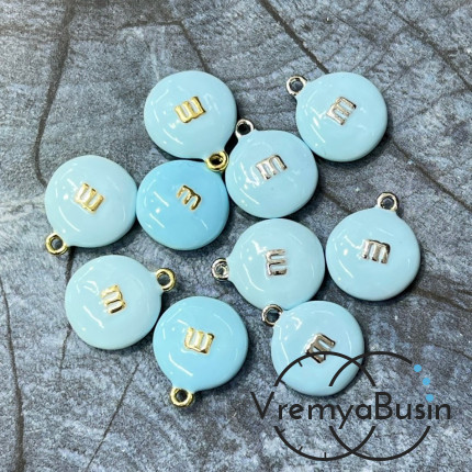 Подвеска  с эмалью "m&ms", 16х14х5 мм, цв.  голубой  (1 шт.)