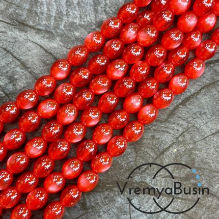 Бусины бочонки из смолы с переливом, ок. 8х10 мм (нить, ок. 38 шт.)