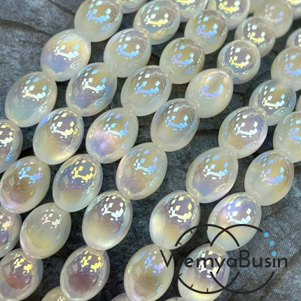 Бусины бочонки из смолы с переливом, ок. 8х10 мм (нить, ок. 38 шт.)