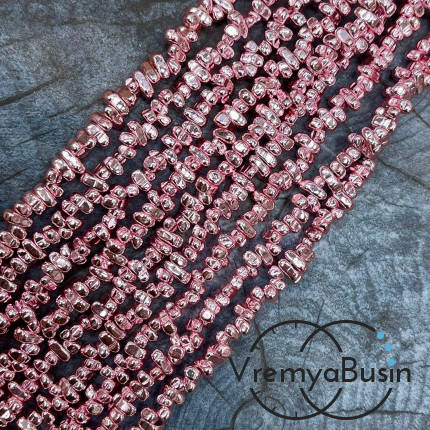 Гематит, галтовка  ок. 6х3 мм, цв.  розовый (нить, ок. 150 шт.)