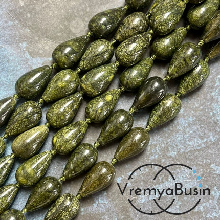 Змеевик, капля гладкая 10х16 мм (1/2 нити, ок. 15 шт.)