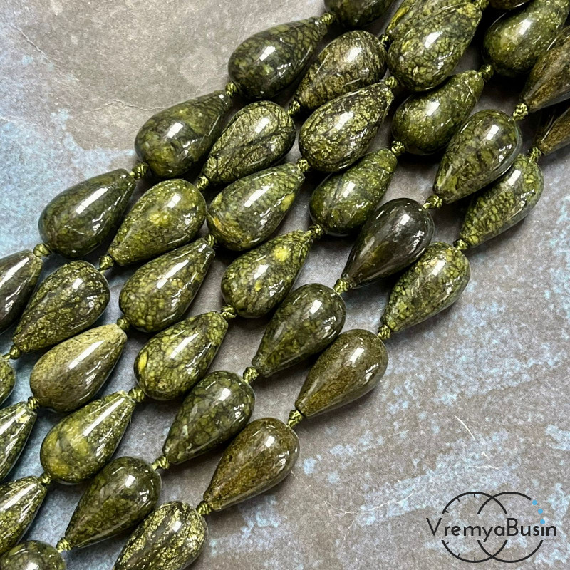 Змеевик, капля гладкая 10х16 мм (1/2 нити, ок. 15 шт.)