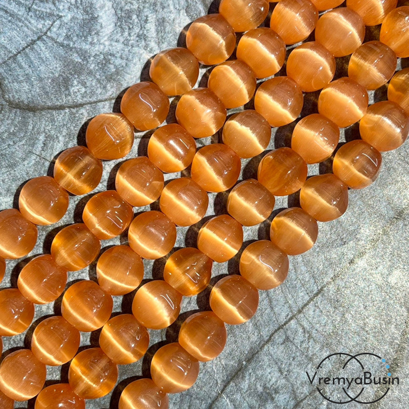 Кошачий глаз имит., бусины с гранями, ок. 10 мм (нить, ок. 38 шт.)