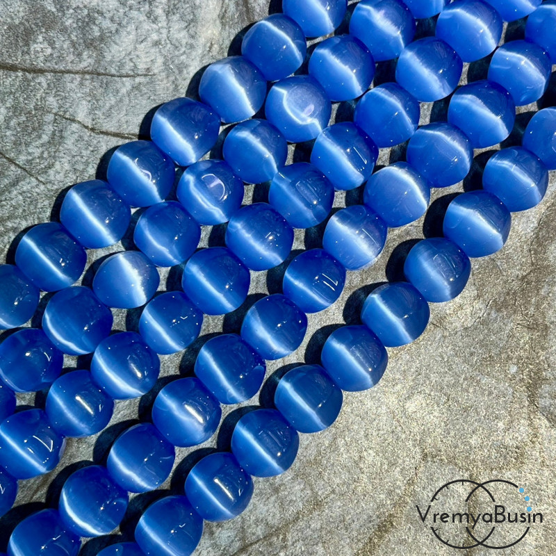 Кошачий глаз имит., бусины с гранями, ок. 10 мм (нить, ок. 38 шт.)