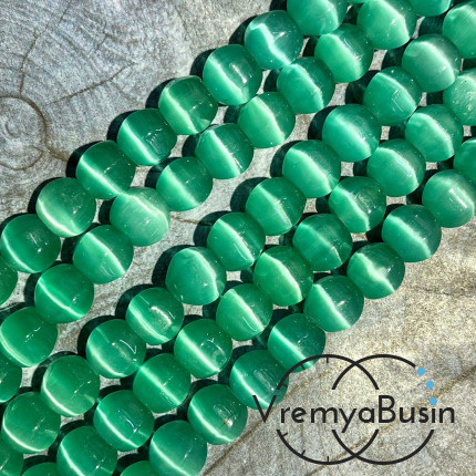 Кошачий глаз имит., бусины с гранями, ок. 10 мм (нить, ок. 38 шт.)