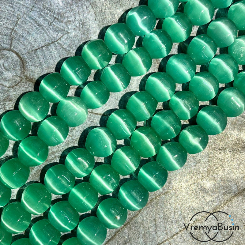 Кошачий глаз имит., бусины с гранями, ок. 10 мм (нить, ок. 38 шт.)