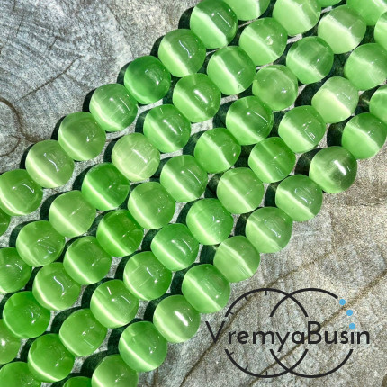 Кошачий глаз имит., бусины с гранями, ок. 10 мм (нить, ок. 38 шт.)