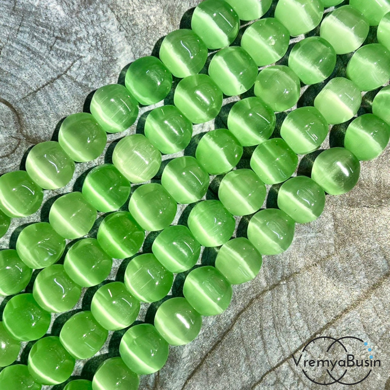 Кошачий глаз имит., бусины с гранями, ок. 10 мм (нить, ок. 38 шт.)