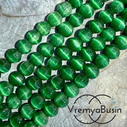 Кошачий глаз имит., бусины с гранями, ок. 10 мм (нить, ок. 38 шт.)