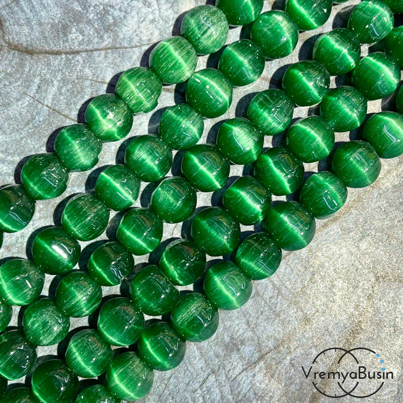 Кошачий глаз имит., бусины с гранями, ок. 10 мм (нить, ок. 38 шт.)