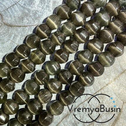 Кошачий глаз имит., бусины с гранями, ок. 10 мм (нить, ок. 38 шт.)