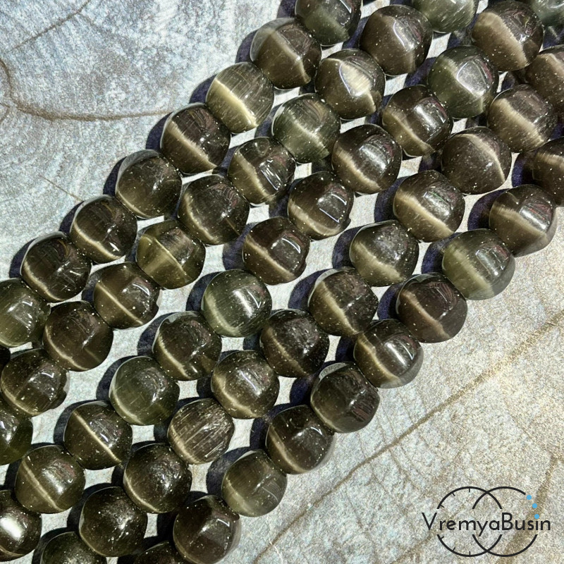 Кошачий глаз имит., бусины с гранями, ок. 10 мм (нить, ок. 38 шт.)