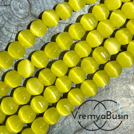 Кошачий глаз имит., бусины с гранями, ок. 10 мм (нить, ок. 38 шт.)