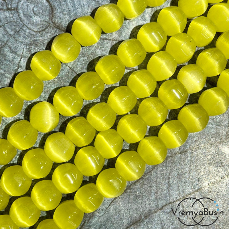 Кошачий глаз имит., бусины с гранями, ок. 10 мм (нить, ок. 38 шт.)