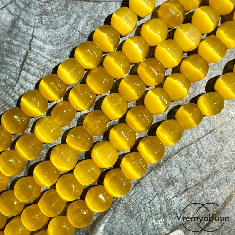 Кошачий глаз имит., бусины с гранями, ок. 10 мм (нить, ок. 38 шт.)