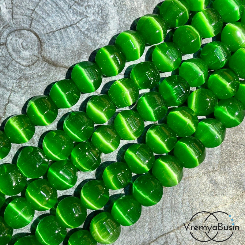 Кошачий глаз имит., бусины с гранями, ок. 10 мм (нить, ок. 38 шт.)