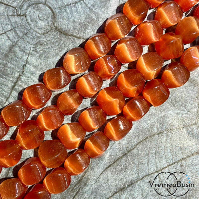 Кошачий глаз имит., бусины с гранями, ок. 12 мм (нить, ок. 32 шт.)