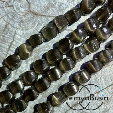 Кошачий глаз имит., бусины с гранями, ок. 12 мм (нить, ок. 32 шт.)