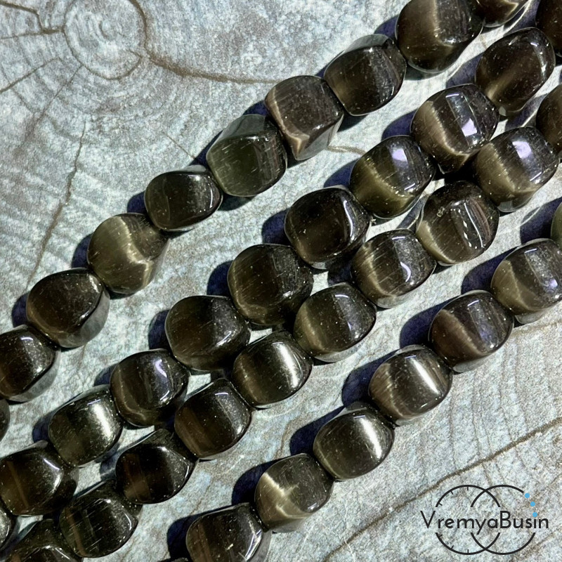 Кошачий глаз имит., бусины с гранями, ок. 12 мм (нить, ок. 32 шт.)