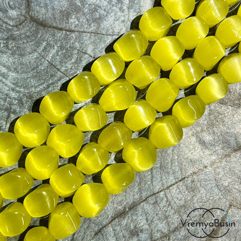 Кошачий глаз имит., бусины с гранями, ок. 12 мм (нить, ок. 32 шт.)