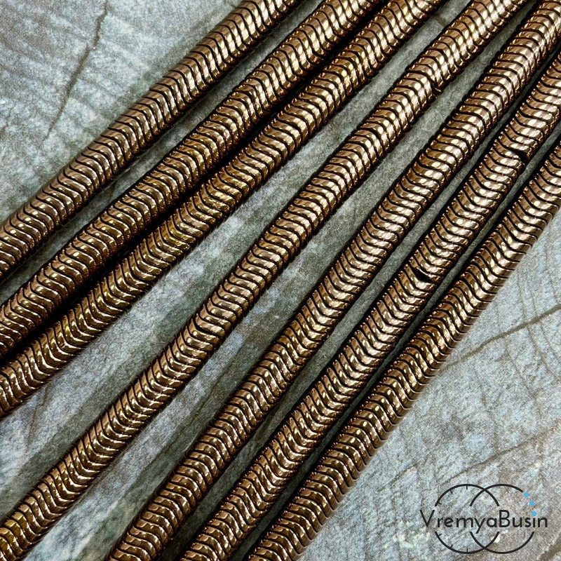 Гематит, диск изогнутый волной, 1х6 мм, цв. коричневый  (1/2 нити, ок. 160 шт.)