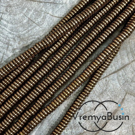 Гематит, шайба плоская 6х1 мм, цв. коричневый (1/2 нити, ок. 150 шт.)