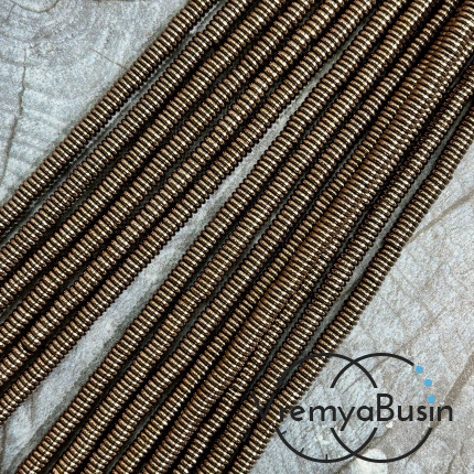 Гематит, шайба гладкая 1х4 мм, цв. коричневый (нить, ок. 350  шт.)