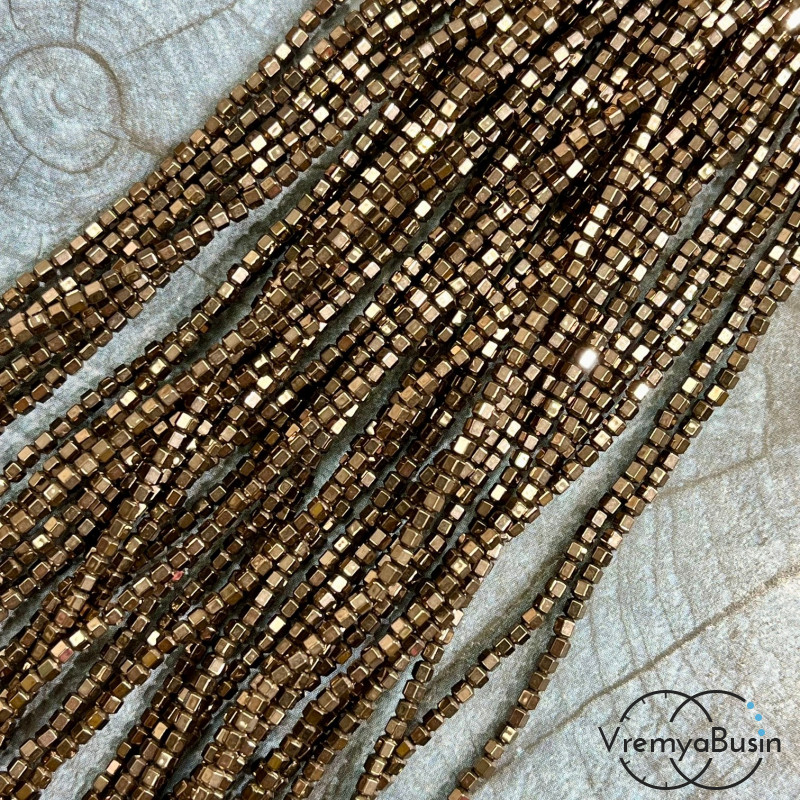 Гематит, шестеренки 2х3 мм, цв. коричневый   (нить, ок. 190 шт.)