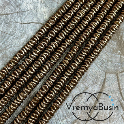 Гематит, диск изогнутый 2х6 мм, цв. коричневый   (нить, ок. 190 шт.)