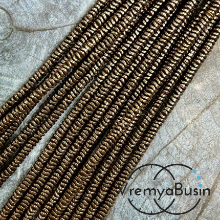 Гематит, диск изогнутый 1х4 мм, цв. коричневый  (нить, ок. 400 шт.)