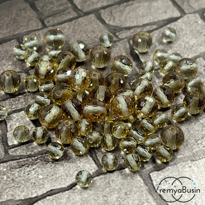 Султанит, бусины  шарики ок. 4-6 мм с ювелирной огранкой (1 шт.)