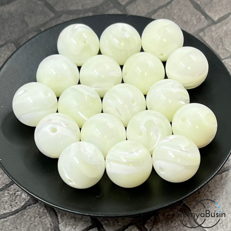 Перламутр натур., шарик гладкий 12 мм, цв. белый   (1    шт.)