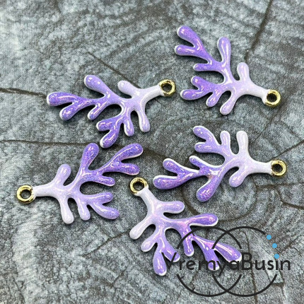 Подвеска  с эмалью "Коралловая ветка", 14х22 мм, цв.    лиловый    (1 шт.)