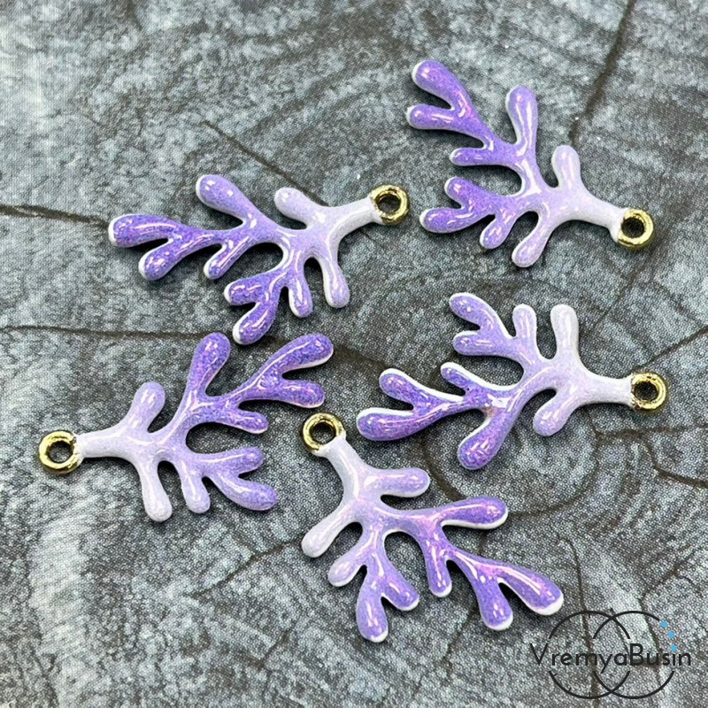 Подвеска  с эмалью "Коралловая ветка", 14х22 мм, цв.    лиловый    (1 шт.)