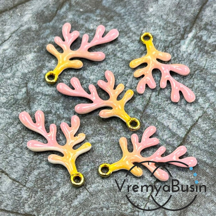 Подвеска  с эмалью "Коралловая ветка", 14х22 мм, цв.    розовый    (1 шт.)