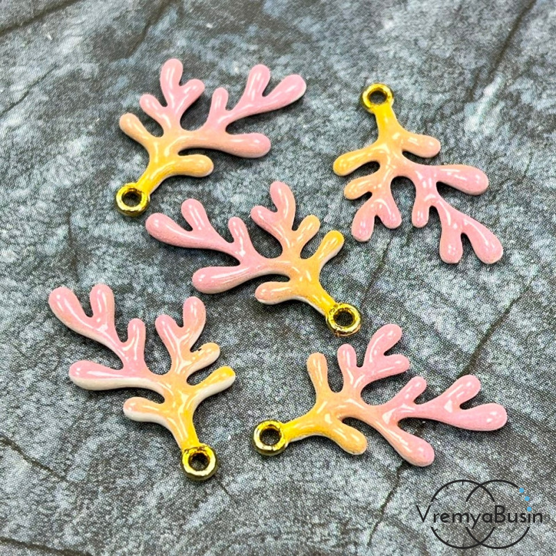 Подвеска  с эмалью "Коралловая ветка", 14х22 мм, цв.    розовый    (1 шт.)