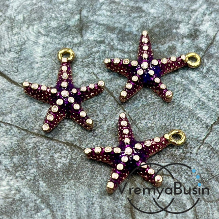 Подвеска  с эмалью "Морская звезда", 16х20 мм, цв.    фиолетовый    (1 шт.)