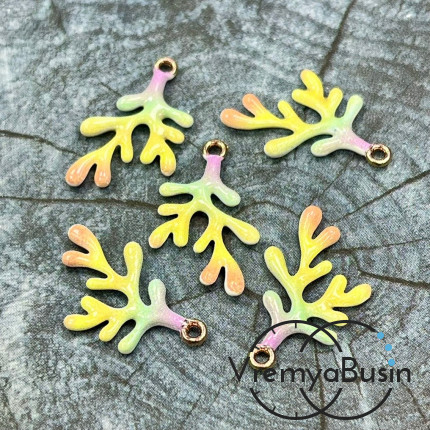 Подвеска  с эмалью "Коралловая ветка", 14х22 мм, цв.     желтый   (1 шт.)