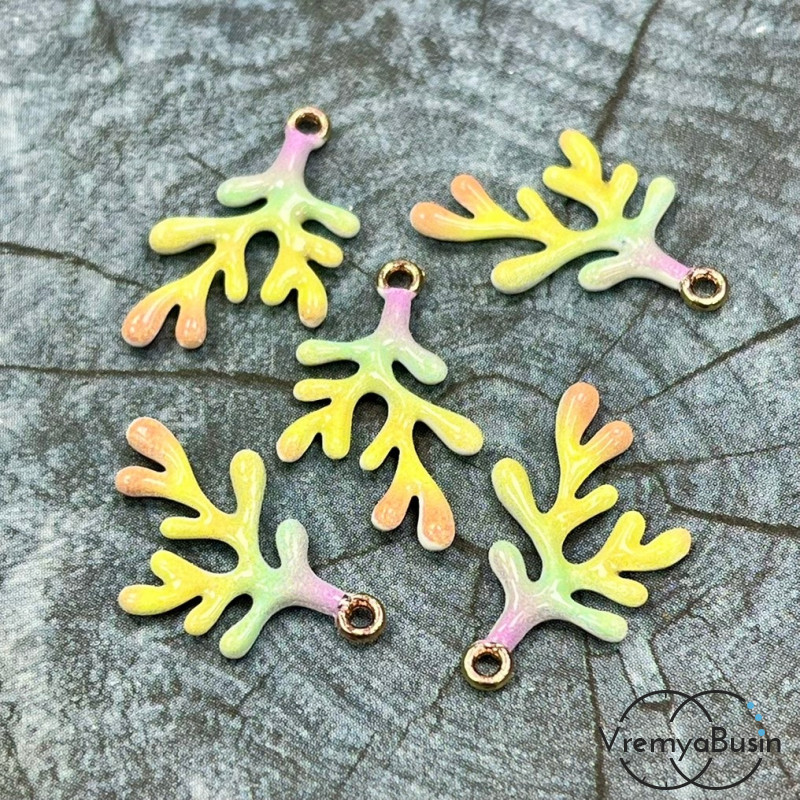 Подвеска  с эмалью "Коралловая ветка", 14х22 мм, цв.     желтый   (1 шт.)