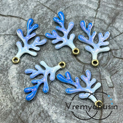 Подвеска  с эмалью "Коралловая ветка", 14х22 мм, цв.    голубой    (1 шт.)