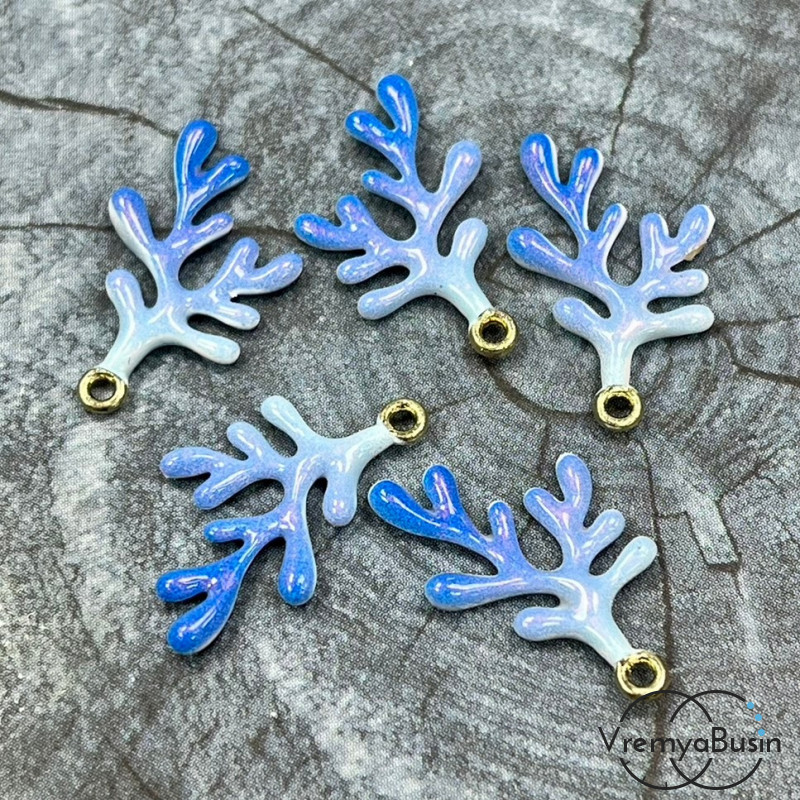 Подвеска  с эмалью "Коралловая ветка", 14х22 мм, цв.    голубой    (1 шт.)