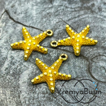 Подвеска  с эмалью "Морская звезда", 16х20 мм, цв.  желтый      (1 шт.)