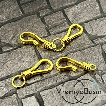 Замок-крючок, 7х32 мм, латунь с позолотой (1 компл.)