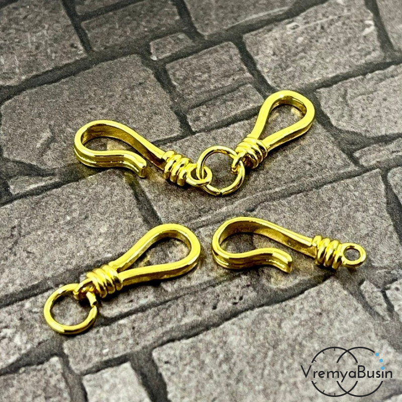 Замок-крючок, 7х32 мм, латунь с позолотой (1 компл.)