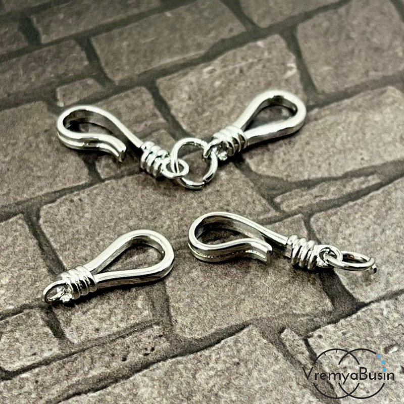 Замок-крючок, 7х32 мм, латунь с родиевым покрытием (1 компл.)