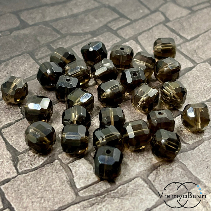 Раухтопаз, дымчатый кварц, кубик граненый 8 мм (1 шт.)